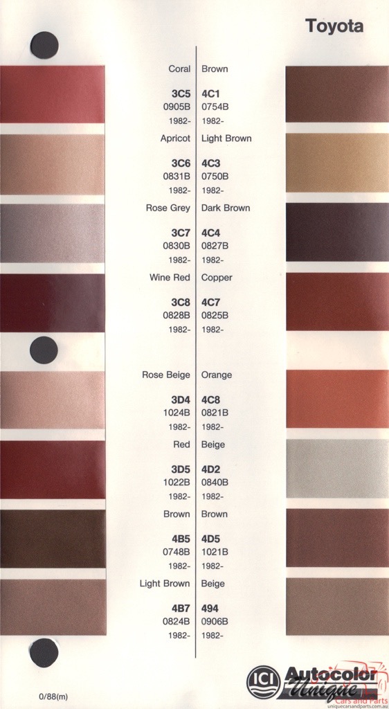 1982 - 1984 Toyota Paint Charts Autocolor